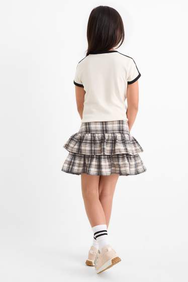 Kinderen: meisjes - Rok van flanel - geruit - beige