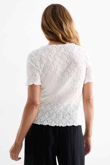 Dames - T-shirt - regular fit - met structuur - wit