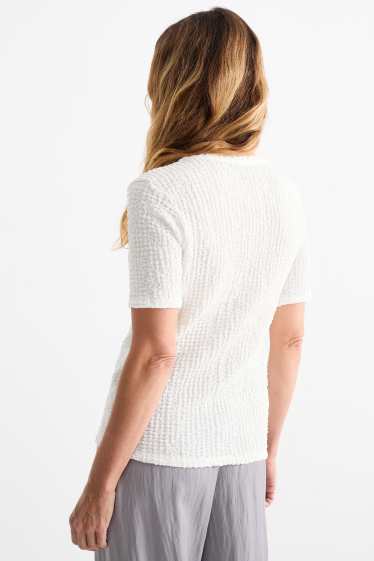 Dames - T-shirt - regular fit - met structuur - wit