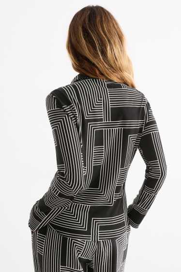 Women - Blouse - patterned - black / white
