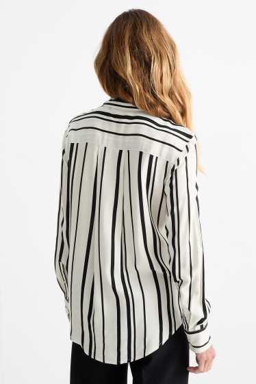 Dames - Blouse - gestreept - zwart / wit