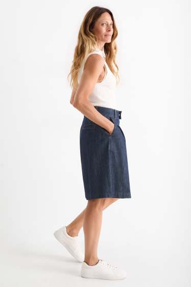 Femmes - Bermuda en jean - mid waist - jean bleu foncé