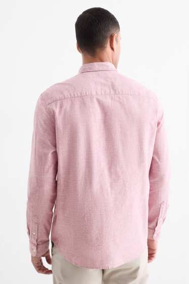 Heren - Overhemd - regular fit - button down - rood-mix