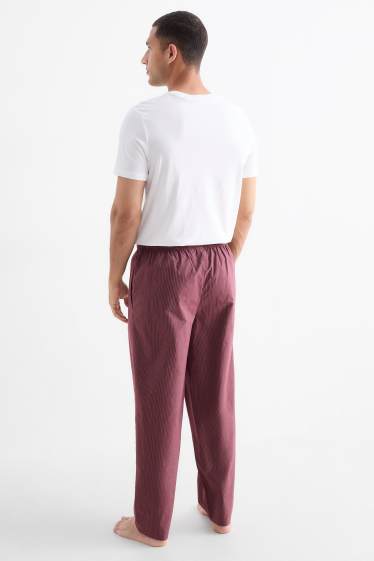 Herren - Pyjamahose - gestreift - bordeaux