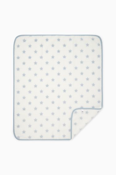 Baby Jungen - Sternchen - Baby-Decke - 100 x 85 cm - weiss / blau
