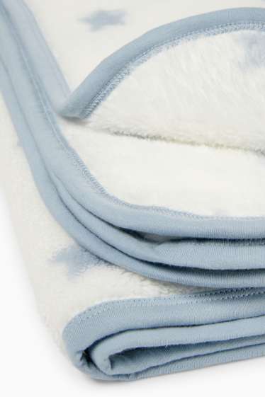 Baby Jungen - Sternchen - Baby-Decke - 100 x 85 cm - weiss / blau