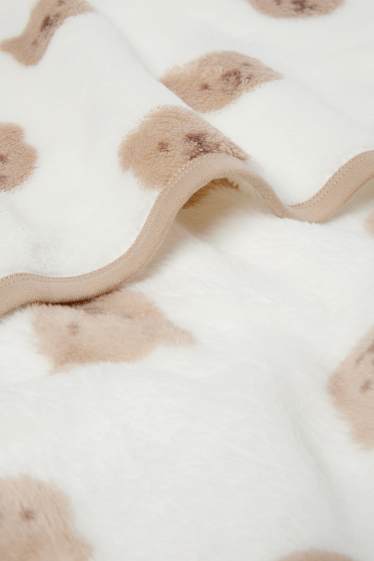 Unisex - Bärchen - Baby-Decke - 100 x 85 cm - weiss / beige