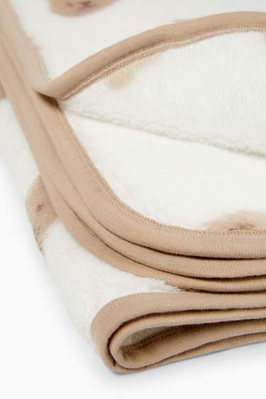 Unisex - Bärchen - Baby-Decke - 100 x 85 cm - weiss / beige