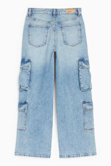 Kinder Mädchen - Cargo Jeans - helljeansblau