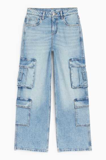 Kinder Mädchen - Cargo Jeans - helljeansblau