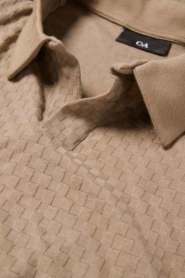 Men - Polo shirt - textured - taupe