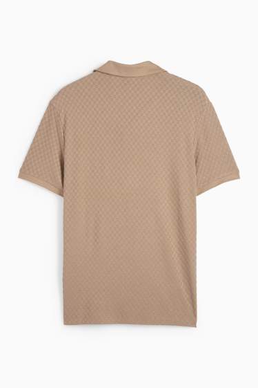 Men - Polo shirt - textured - taupe
