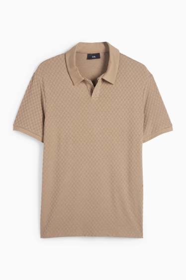 Men - Polo shirt - textured - taupe