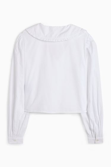 Donna - Blusa con scollo a V - bianco