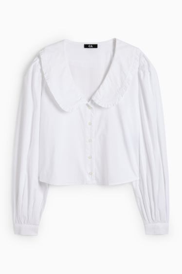 Donna - Blusa con scollo a V - bianco