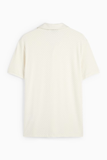 Herren - Poloshirt - strukturiert - cremeweiss
