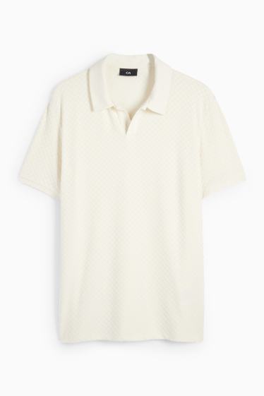 Herren - Poloshirt - strukturiert - cremeweiss