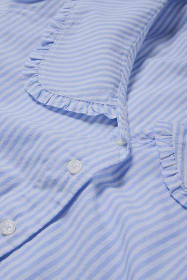 Donna - Blusa con scollo a V - a righe - bianco / azzurro