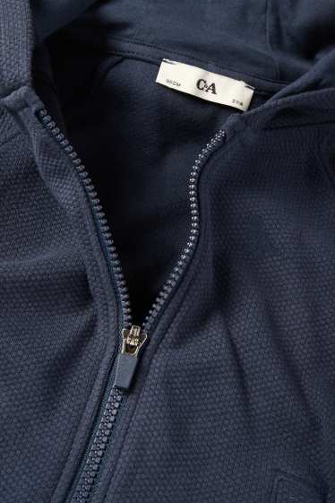 Kinderen: jongens - Sweatvest met capuchon - met structuur - donkerblauw