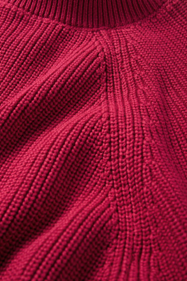 Damen - Strickpullover - kurzarm - gerippt - pink