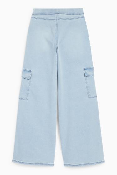 Copii - Fete - Cargo jegging jeans - albastru deschis