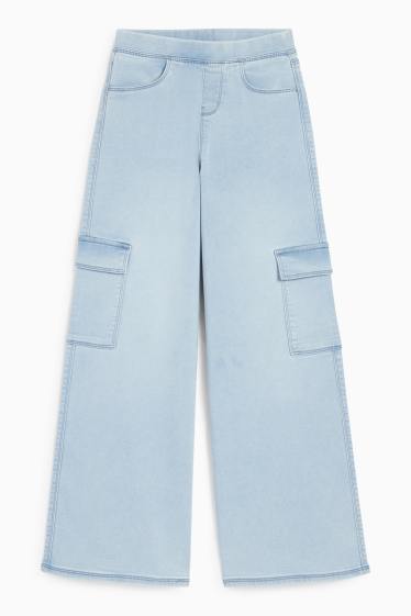 Copii - Fete - Cargo jegging jeans - albastru deschis