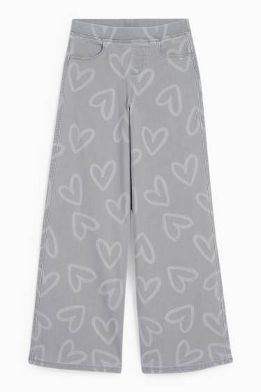 Bambine - Motivo cuore - jeans a gamba larga - jeans grigio chiaro