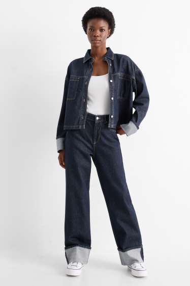 Damen - Baggy Jeans - Mid Waist - dunkeljeansblau