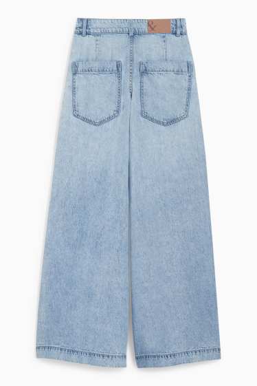 Damen - Palazzo Jeans - Mid Waist - helljeansblau