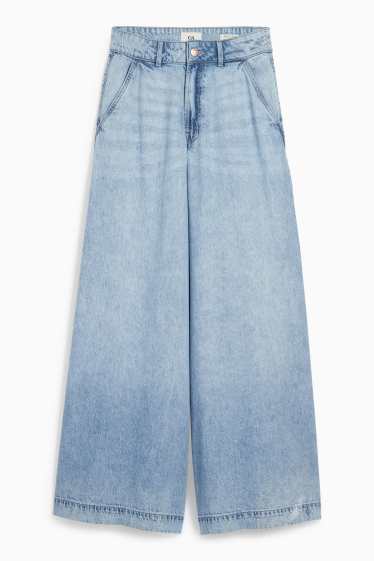 Damen - Palazzo Jeans - Mid Waist - helljeansblau