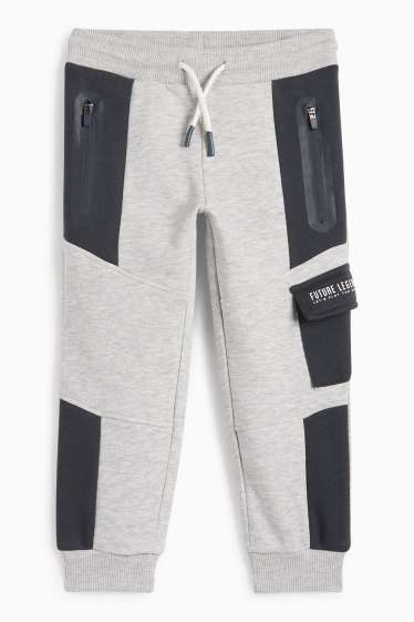 Enfants garçons - Pantalon de jogging cargo - gris clair chiné