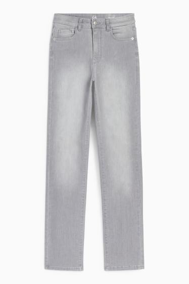 Femei - Straight jeans - talie înaltă - LYCRA® - denim-gri deschis