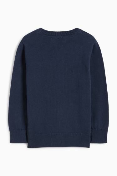 Kinderen: jongens - Tractor en graafmachine - trui - donkerblauw