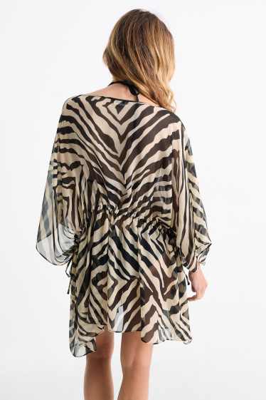 Damen - Kaftan - gemustert - schwarz / beige