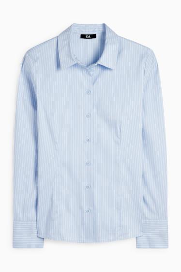 Women - Blouse - striped - light blue