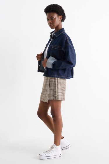 Damen - Skort - kariert - weiß / schwarz