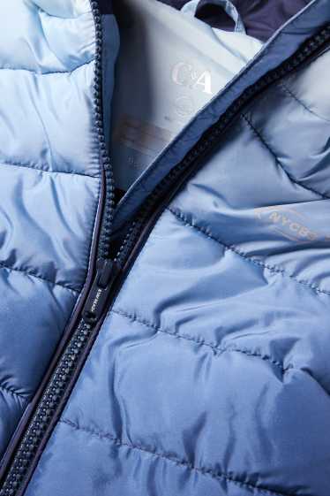Children Boys - Quilted jacket with hood - patterned - blue