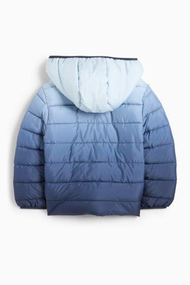 Children Boys - Quilted jacket with hood - patterned - blue