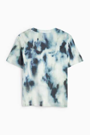 Women - Basic T-shirt - slim fit - patterned - blue / turquoise