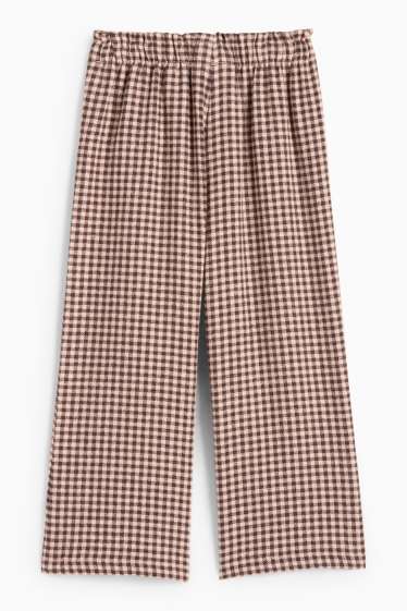 Kinder Mädchen - Flanellhose - kariert - hellbraun