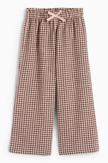 Kinder Mädchen - Flanellhose - kariert - hellbraun