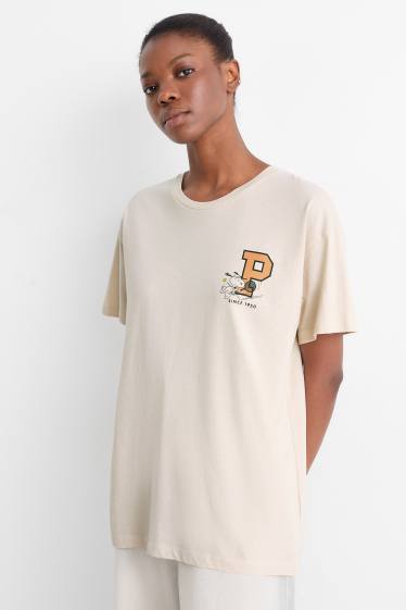Damen - T-Shirt - Oversized - Peanuts - hellbeige