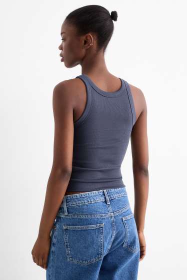 Donna - Top - a coste - blu scuro