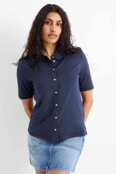 Women - Basic blouse - dark blue