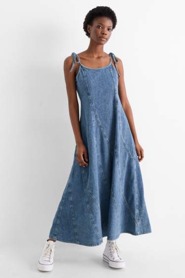 Dames - Denim jurk - jeansblauw