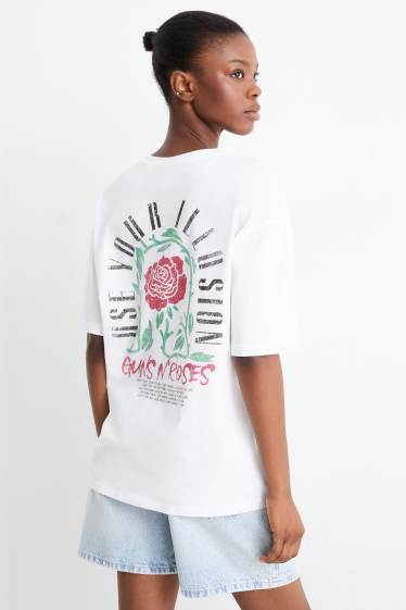 Dámské - Tričko - oversized - Guns N' Roses - bílá