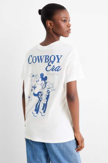 Damen - T-Shirt - Oversized - Micky Maus - weiss