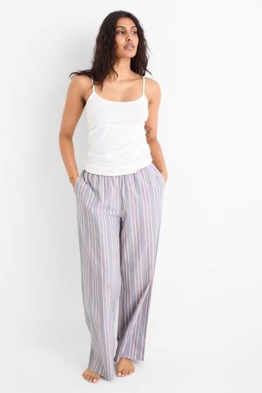 Dames - Pyjamabroek - gestreept - lichtblauw