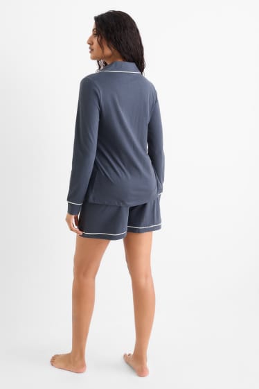 Damen - Pyjama - dunkelblau