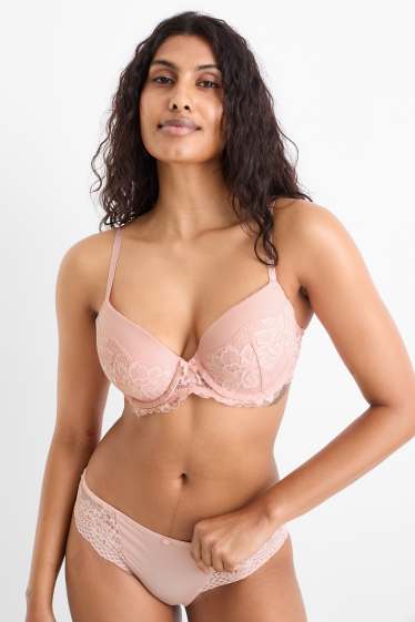 Dames - BH met beugels - FULL COVERAGE - voorgevormd - roze